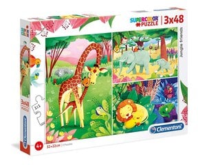 Dėlionė Draugai iš džiunglių 3 vnt x 48 elementų kaina ir informacija | Dėlionės (puzzle) | pigu.lt