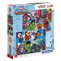 Clementoni: 2 x 20. Super Superhero spalva kaina ir informacija | Dėlionės (puzzle) | pigu.lt