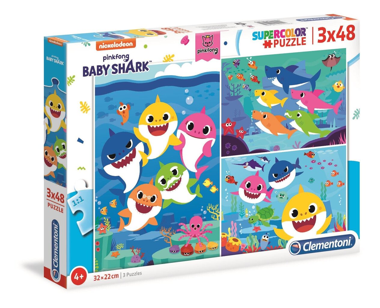 Dėlionė Clementoni Baby Shark, 3x48 d. kaina ir informacija | Dėlionės (puzzle) | pigu.lt