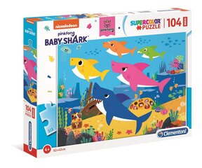 Головоломка Clementoni Baby Shark, 104 детали цена и информация | Пазлы | pigu.lt