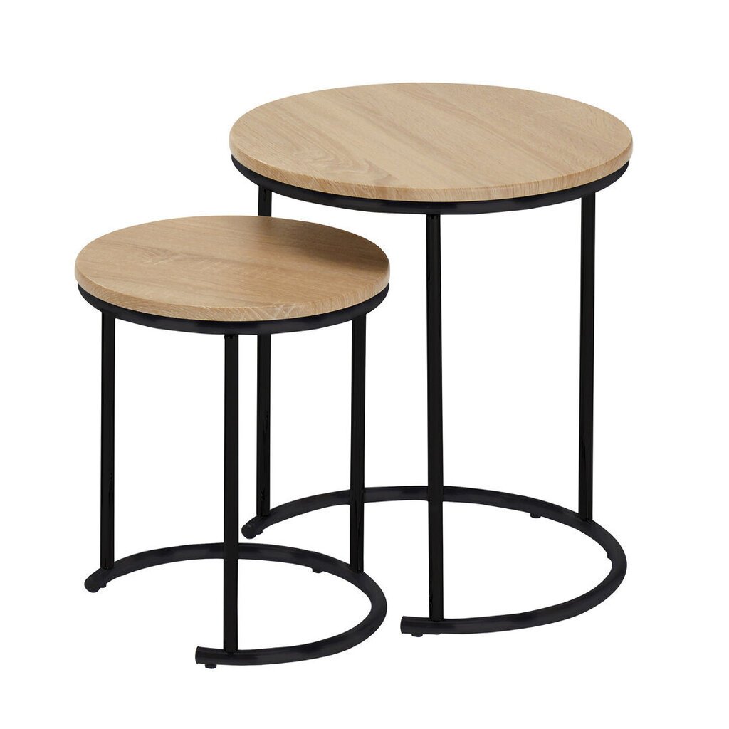 2-jų staliukų komplektas Home4You Elto, rudas/juodas kaina ir informacija | Kavos staliukai | pigu.lt
