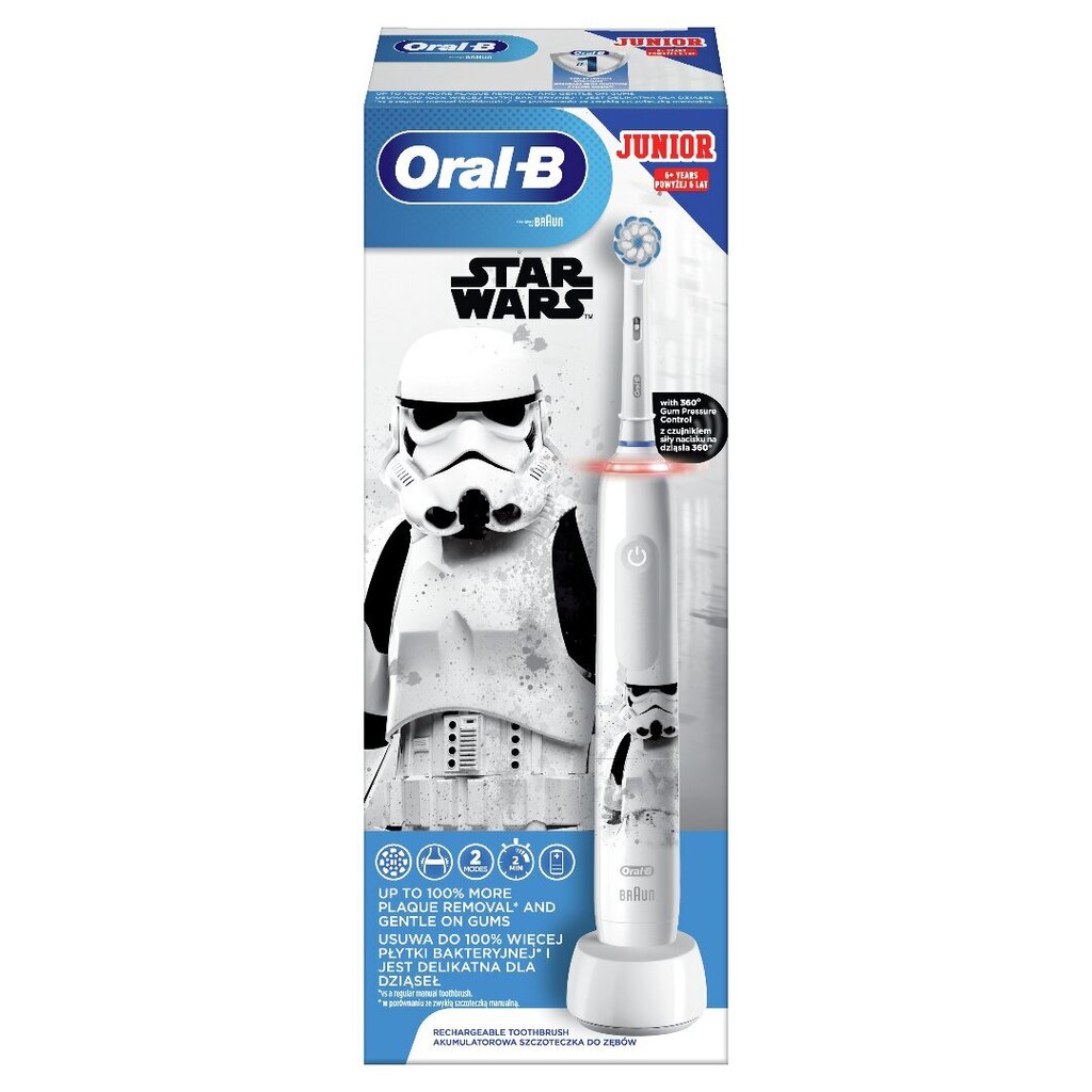 Oral-B PRO3 JUNIOR 6+ StarWars цена и информация | Elektriniai dantų šepetėliai | pigu.lt