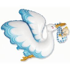 Folijinis balionas FX Stork Baby Boy, mėlynas kaina ir informacija | Balionai | pigu.lt