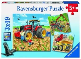 Dėlionė Ravensburger Giant Machines, 3x49 d. kaina ir informacija | Dėlionės (puzzle) | pigu.lt