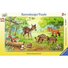 Dėlionė Ravensburger Laukiniai gyvūnai, 15 d. kaina ir informacija | Dėlionės (puzzle) | pigu.lt