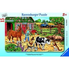 Пазл Ravensburger маленький с плиткой 15 шт. Farmyard цена и информация | Пазлы | pigu.lt