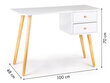 Šiuolaikinis kompiuterio stalas, 2 stalčiai Modernhome, baltas цена и информация | Kompiuteriniai, rašomieji stalai | pigu.lt