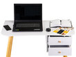 Šiuolaikinis kompiuterio stalas, 2 stalčiai Modernhome, baltas kaina ir informacija | Kompiuteriniai, rašomieji stalai | pigu.lt