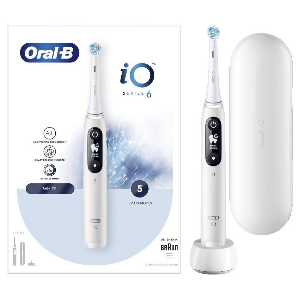 Oral-B iO Series 6 White цена и информация | Elektriniai dantų šepetėliai | pigu.lt