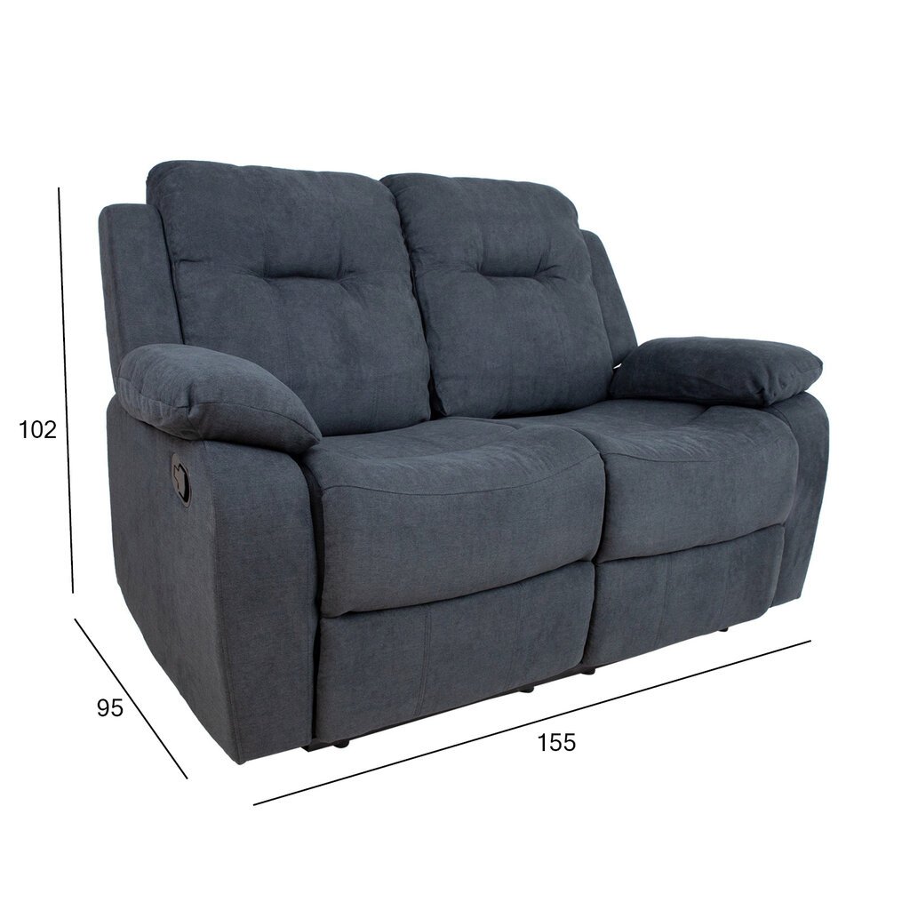 Dvivietė sofa reglaineris Home4You Dixon, tamsiai pilka kaina ir informacija | Sofos | pigu.lt