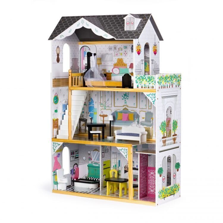 Medinis lėlių namelis Ecotoys Laara kaina ir informacija | Žaislai mergaitėms | pigu.lt