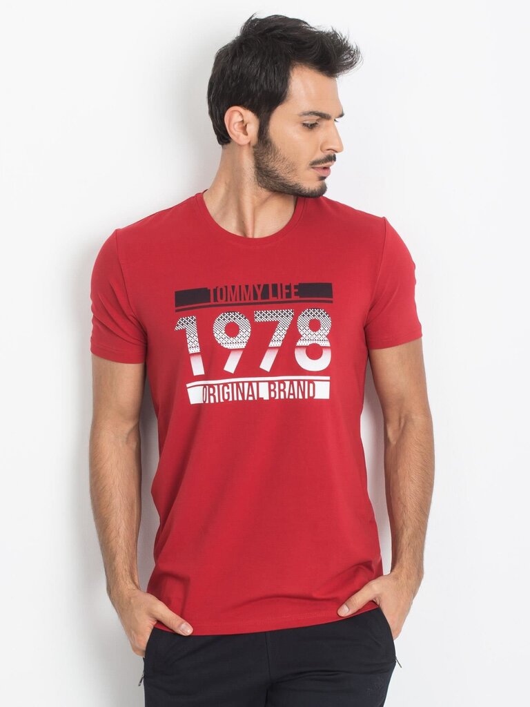 Marškinėliai vyrams Tommy Life, raudoni цена и информация | Vyriški marškinėliai | pigu.lt