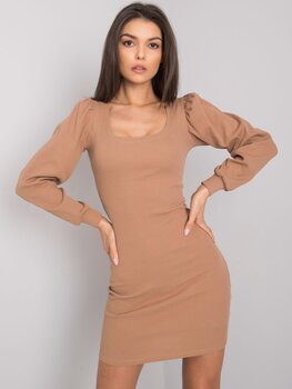 Rue Paris Светло-коричневое платье с длинными рукавами цена и информация | Платья | pigu.lt