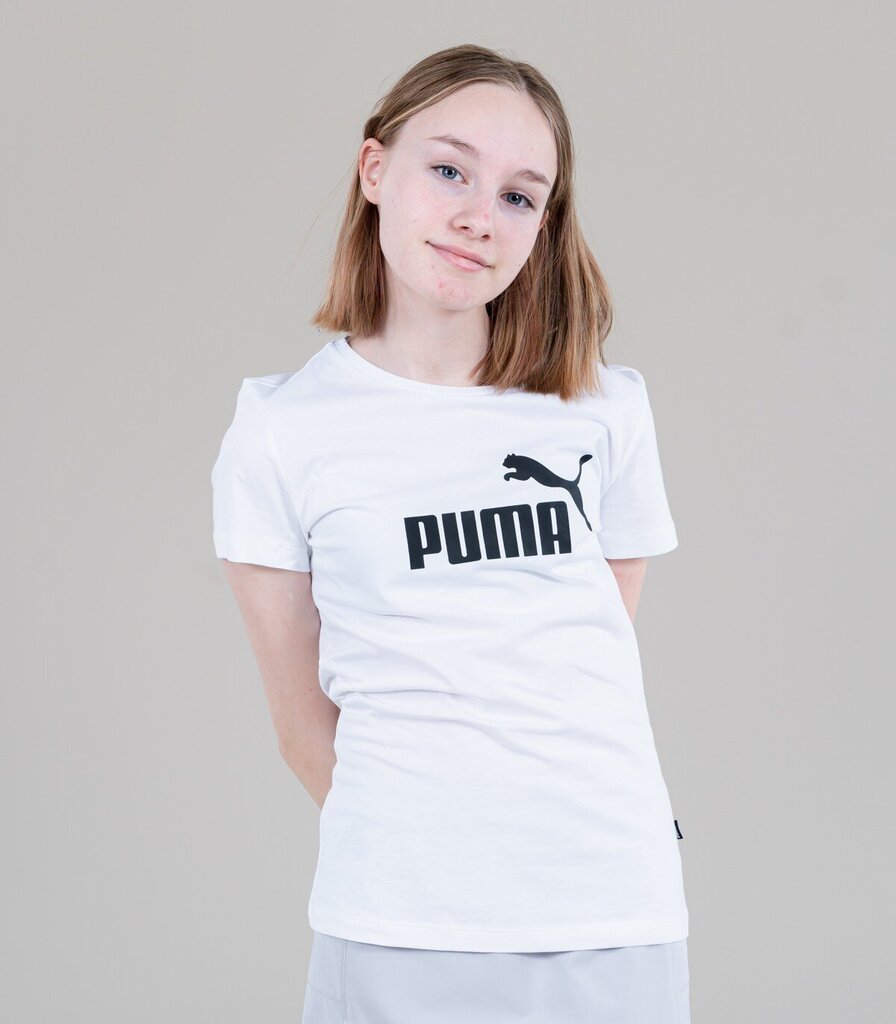 Sportiniai marškinėliai vaikams Puma ESS Logo Tee G Jr 587029 02, balti цена и информация | Marškinėliai berniukams | pigu.lt