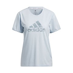 Marškinėliai moterims Adidas Badge Of Sport Necessi W GQ9413, mėlyni kaina ir informacija | Marškinėliai moterims | pigu.lt