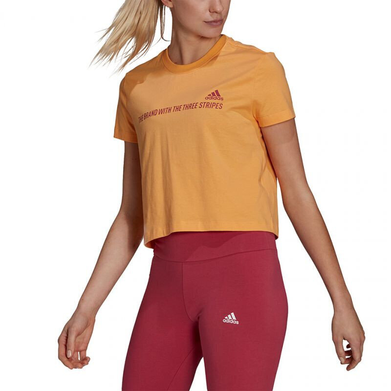 Marškinėliai moterims Adidas Gradient Logo Cropped T Shirt W GM5579, oranžiniai kaina ir informacija | Marškinėliai moterims | pigu.lt