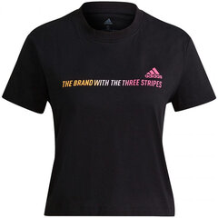 Marškinėliai moterims Adidas Gradient Logo Cropped T Shirt W GM5576, juodi цена и информация | Футболка женская | pigu.lt