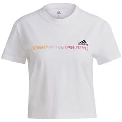 Футболка женская Adidas Gradient Logo Cropped T Shirt W GM5577, белая цена и информация | Футболка женская | pigu.lt