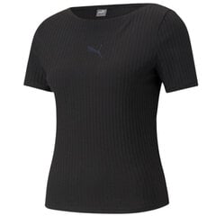 Marškinėliai moterims Puma Her Ribbed Slim Tee W 531917 01, juodi kaina ir informacija | Marškinėliai moterims | pigu.lt