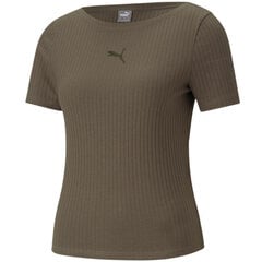 Marškinėliai moterims Puma Her Ribbed Slim Tee Grape Leaf W 531917 44, žali kaina ir informacija | Marškinėliai moterims | pigu.lt