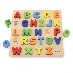 Mokomoji dėlionė Medinė dėlionė Abėcėlės raidės Viga Žaislai kaina ir informacija | Lavinamieji žaislai | pigu.lt