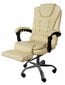 Biuro kėdė su atrama kojoms, eko oda - balta kaina ir informacija | Biuro kėdės | pigu.lt