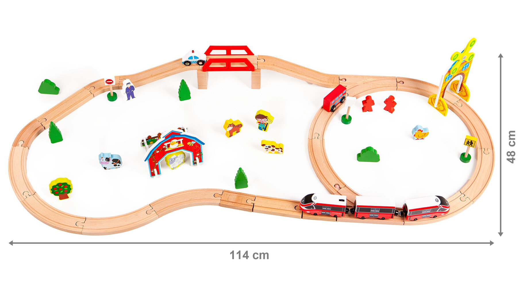 Mediniai geležinkelio bėgiai ir traukinys, valdomas baterijomis Ecotoys kaina ir informacija | Žaislai berniukams | pigu.lt