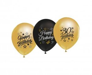 Воздушные шары Beauty & Charm с надписью 30, золото и черный, 5 шт. цена и информация | Шарики | pigu.lt