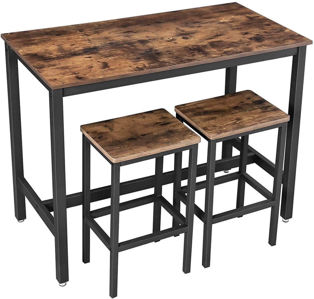 Stalo ir kėdžių komplektas Vasagle juoda, ruda kaina ir informacija | Valgomojo komplektai | pigu.lt