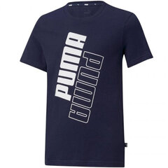 Marškinėliai vaikams Puma Power Logo Tee Jr 589302 06, mėlyni kaina ir informacija | Marškinėliai berniukams | pigu.lt