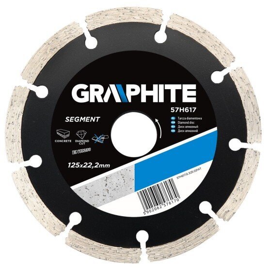 Deimantinis diskas GRAPHITE 57H617, 125mm. segmentinis kaina ir informacija | Mechaniniai įrankiai | pigu.lt