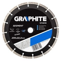 Диск алмазный GRAPHITE 57H619, диаметр 230 мм, сегментированный цена и информация | Механические инструменты | pigu.lt