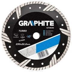 Диск алмазный GRAPHITE 57H630, диаметр 230 мм, Turbo цена и информация | Механические инструменты | pigu.lt