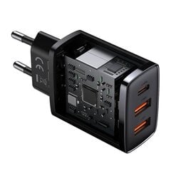 Sieninis įkroviklis 30W 2xUSB + USB-C QC3.0 PD3.0, juodas kaina ir informacija | Krovikliai telefonams | pigu.lt