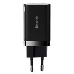 Быстрое зарядное устройство Baseus Super Si Pro USB + USB-C 30 Вт (черное) цена и информация | Зарядные устройства для телефонов | pigu.lt