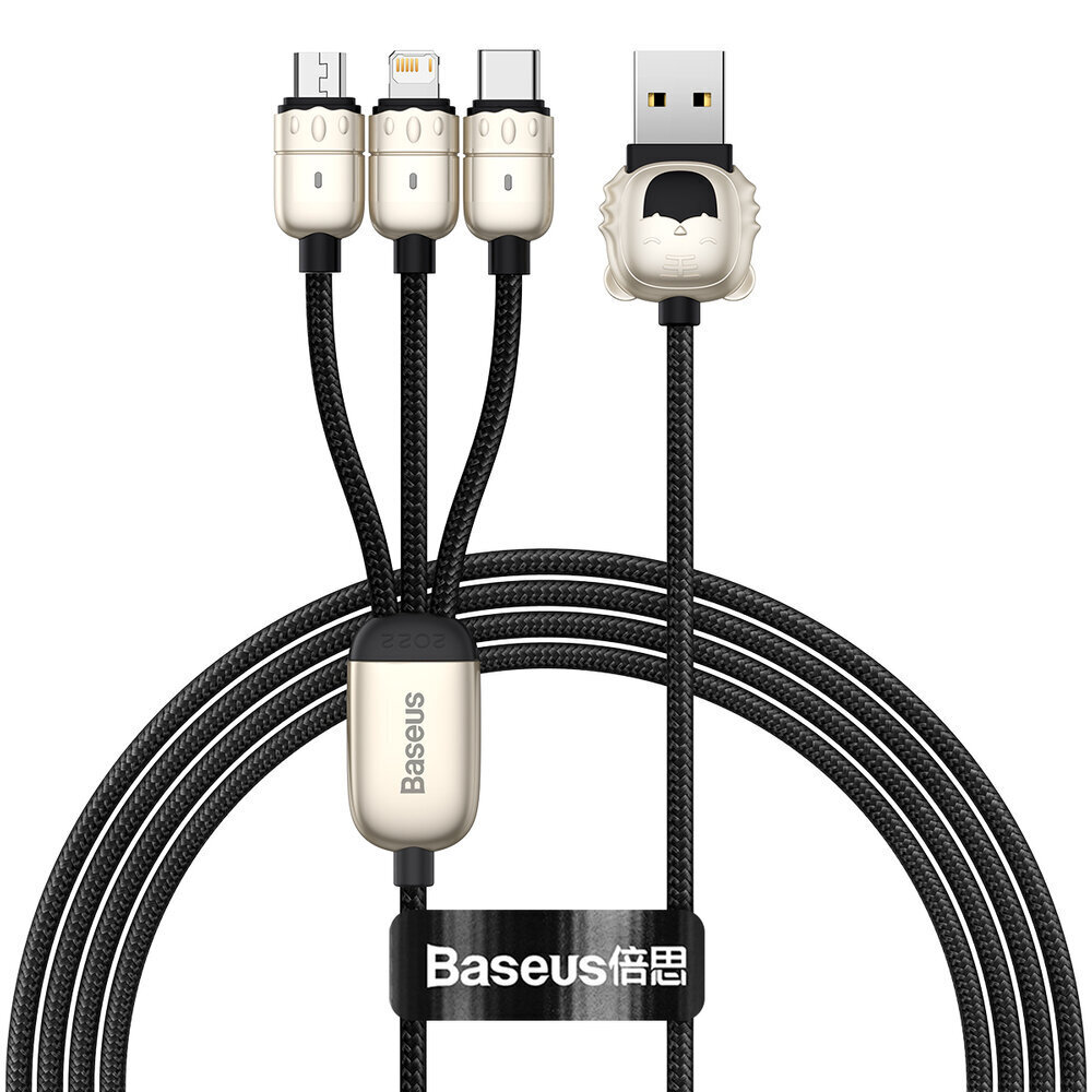 USB kabelis 3in1 Baseus Year of the Tiger, USB to micro USB / USB-C / Lightning, 3.5A, 1.2 m kaina ir informacija | Laidai telefonams | pigu.lt