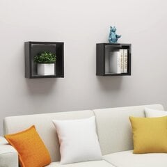 Sieninės lentynos, 30x15x30 cm, 2 vnt, juodos цена и информация | Полки | pigu.lt
