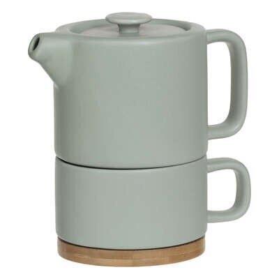 Keramikinis arbatinukas su puodeliu Nature Mint 400ml kaina ir informacija | Taurės, puodeliai, ąsočiai | pigu.lt