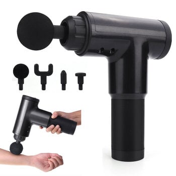 Massage gun | Беспроводной массажный пистолет, ударный пистолет для массажа, массажер для мышц с 4 насадками цена и информация | Массажеры | pigu.lt