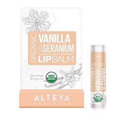 Lūpų balzamas Alteya Organic Vanilla - Geranium, 4.5 g kaina ir informacija | Lūpų dažai, blizgiai, balzamai, vazelinai | pigu.lt