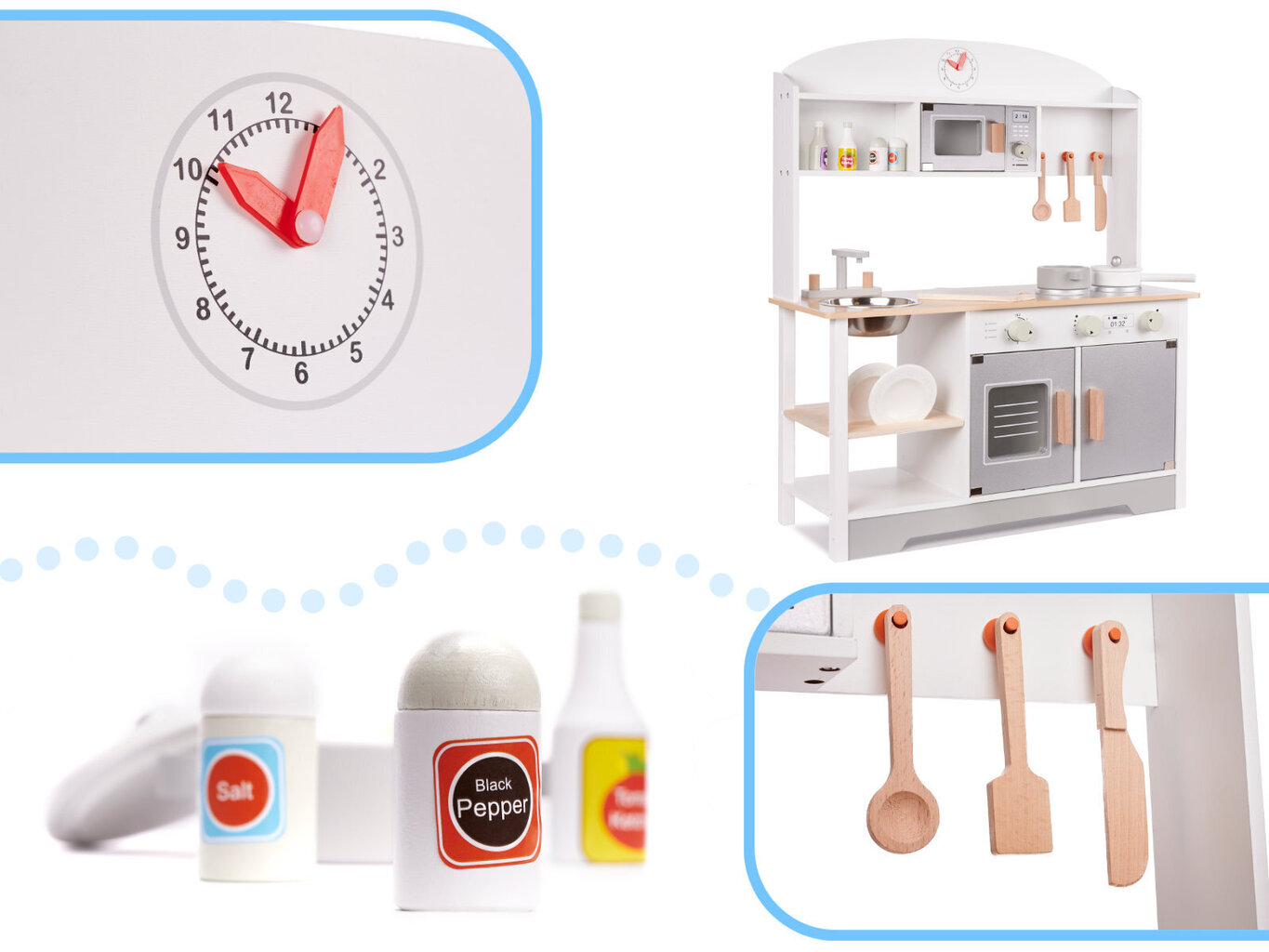 Medinė vaikiška virtuvė su priedais цена и информация | Žaislai mergaitėms | pigu.lt