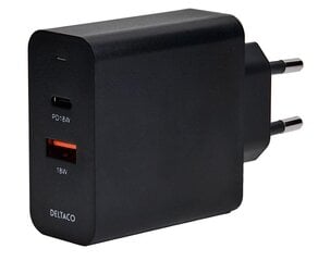 Deltaco USB 1x USB-C PD 18 W, 1x USB-A 18 W, 36 W kaina ir informacija | Krovikliai telefonams | pigu.lt