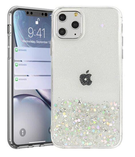 Telefono dėklas Fusion glue glitter, skirtas Apple iPhone 13 Pro Max, skaidrus kaina ir informacija | Telefono dėklai | pigu.lt