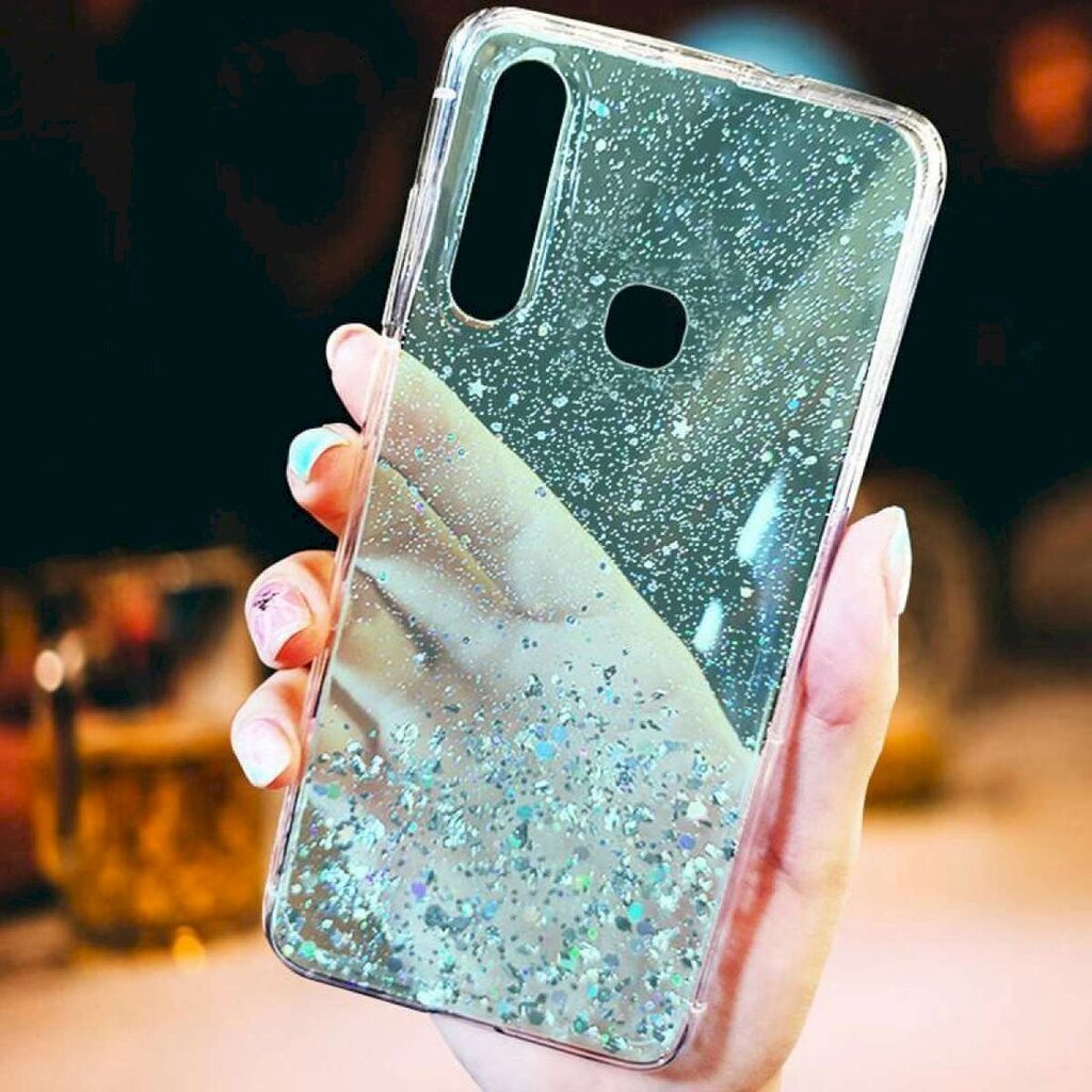 Telefono dėklas Fusion glue glitter, skirtas Apple iPhone 13 Pro Max, žalias kaina ir informacija | Telefonų dėklai | pigu.lt