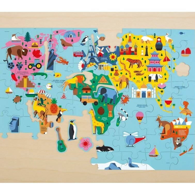 Geografinė dėlionė Pasaulis, 78 dalių цена и информация | Dėlionės (puzzle) | pigu.lt