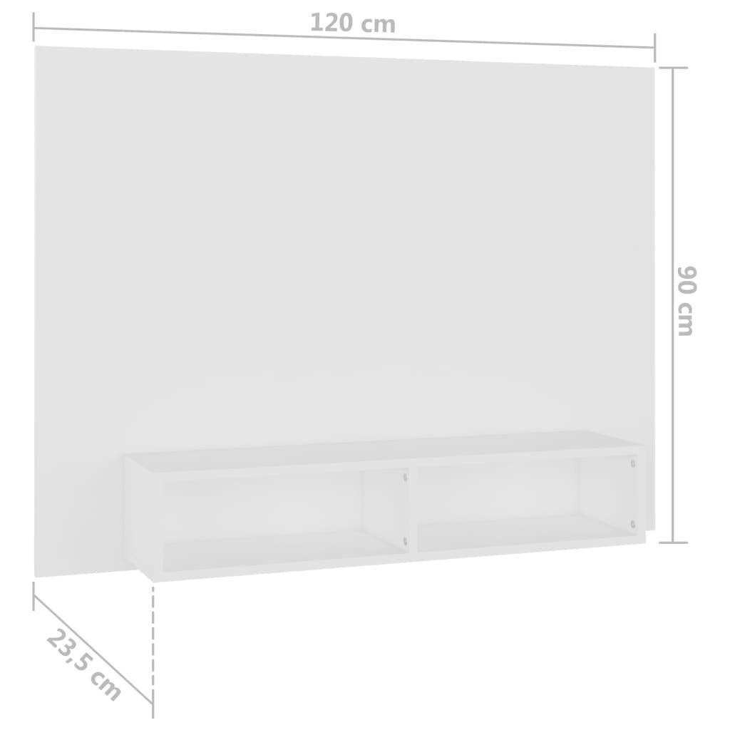 Sieninė televizoriaus spintelė, 120x23,5x90 cm, balta kaina ir informacija | TV staliukai | pigu.lt