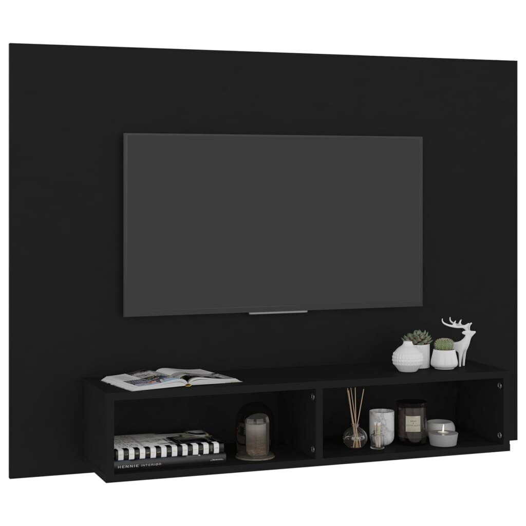 Sieninė televizoriaus spintelė, 120x23,5x90 cm, juoda kaina ir informacija | TV staliukai | pigu.lt