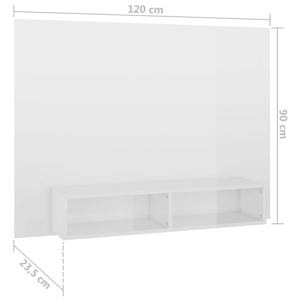 Sieninė TV spintelė, 120x23,5x90 cm, balta kaina ir informacija | TV staliukai | pigu.lt