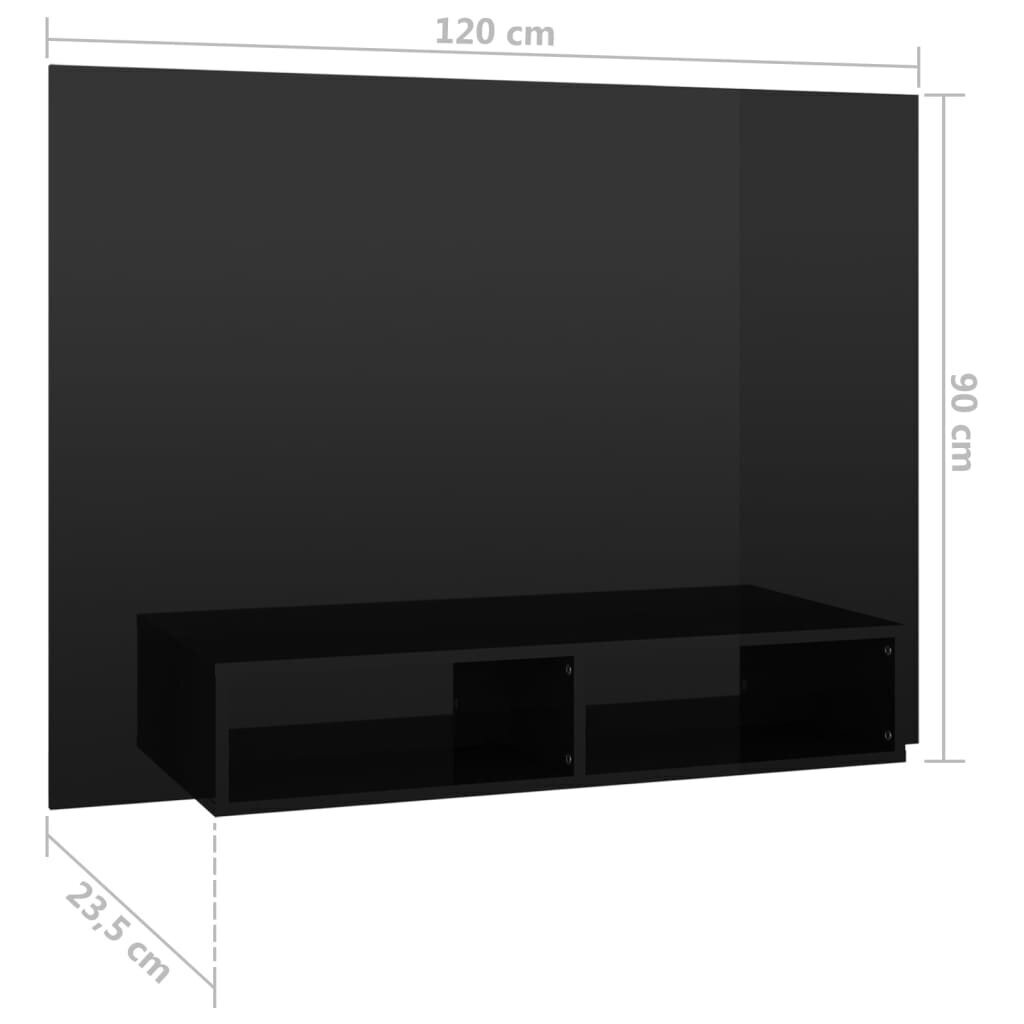 Sieninė TV spintelė, 120x23,5x90 cm, juoda kaina ir informacija | TV staliukai | pigu.lt
