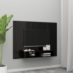 Sieninė TV spintelė, 135x23,5x90 cm, juoda цена и информация | Тумбы под телевизор | pigu.lt